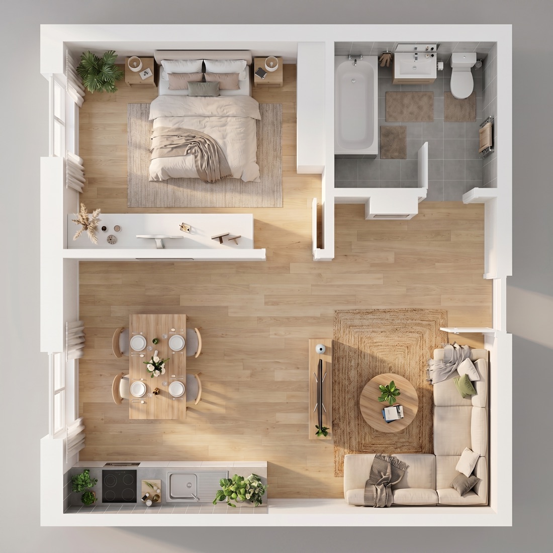 Randare 3D apartament — MTZ Nord Residence